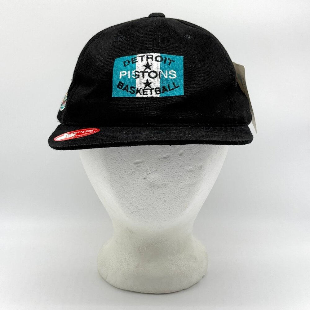 VTG Detroit Pistons Youth Hat DEADSTOCK Snapback Black Teal Horse Logo NBA NWT